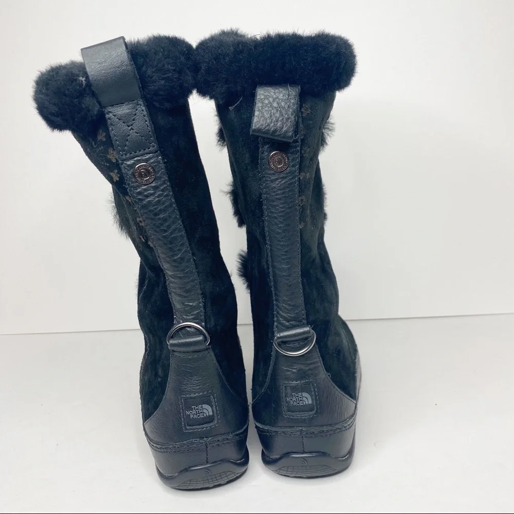 The North Face Abby III Waterproof Snow Boots Black Faux Fur Suede 8.5 - Picture 5 of 13